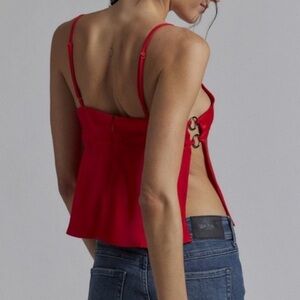 NEW! SILENCE + NOISE by URBAN OUTFITTERS Frannie Satin Flyaway Cami in Red